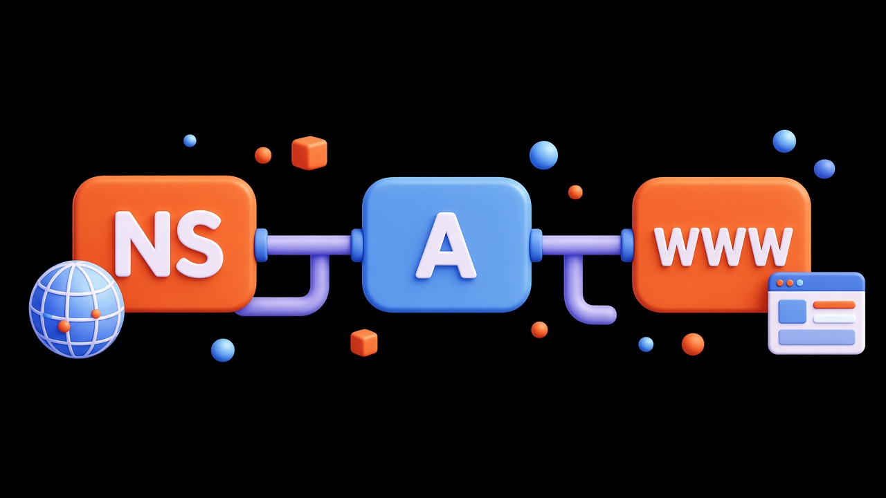 Domain check: NS, the A record, and www